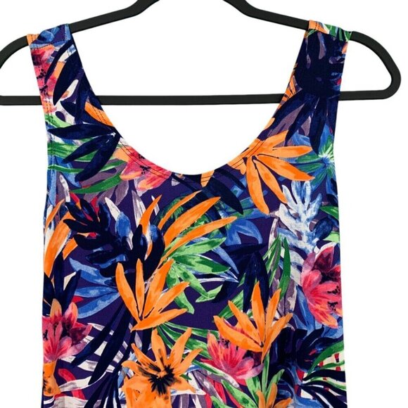 Gitane Dress Womens Medium Floral Purple Orange Vacation Stretchy Artsy Vintage - Picture 5 of 11